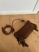Cognac Capri Fringe Suede Shoulder Bag