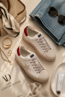 Pop of Red Glitter Star Sneaker