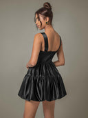 Ruched Square Neck Wide Strap Mini Dress-Rae Collective, Women's Online Fashion Boutique Located in Phoenix, Arizona (Scottsdale Area)