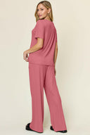 Double Take Full Size Round Neck Short Sleeve T-Shirt and Wide Leg Pants Set-Rae Collective, Women's Online Fashion Boutique Located in Phoenix, Arizona (Scottsdale Area)