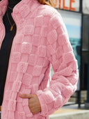 Fuzzy Checkered Zip Up Jacket-Rae Collective, Women's Online Fashion Boutique Located in Phoenix, Arizona (Scottsdale Area)