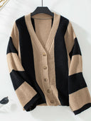 Waffle-Knit V-Neck Striped Long Sleeve Cardigan-Rae Collective, Women's Online Fashion Boutique Located in Phoenix, Arizona (Scottsdale Area)