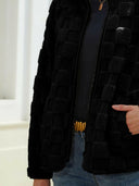 Fuzzy Checkered Zip Up Jacket-Rae Collective, Women's Online Fashion Boutique Located in Phoenix, Arizona (Scottsdale Area)