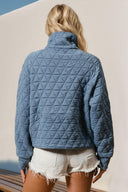 Half Zip Long Sleeve Quilted Sweatshirt with Pocket-Jackets-Rae Collective, Women's Online Fashion Boutique Located in Phoenix, Arizona (Scottsdale Area)