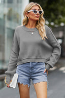 Round Neck Drop Shoulder Long Sleeve Sweater-Rae Collective, Women's Online Fashion Boutique Located in Phoenix, Arizona (Scottsdale Area)