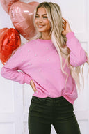 Pearl Round Neck Dropped Shoulder Sweatshirt-Sweaters-Rae Collective, Women's Online Fashion Boutique Located in Phoenix, Arizona (Scottsdale Area)