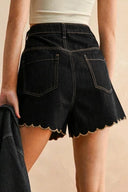 Midnight Scallop Denim Shorts