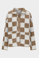 Checkered Snap Down Long Sleeve Teddy Jacket-Rae Collective, Women's Online Fashion Boutique Located in Phoenix, Arizona (Scottsdale Area)