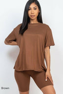 Loose Fit Oversized Bike Short Set| S-2X-2 Piece Outfit Sets-Rae Collective, Women's Online Fashion Boutique Located in Phoenix, Arizona (Scottsdale Area)