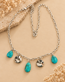 Desert Bloom Turquoise & Silver Charm Necklace