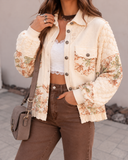 POL Balloon Sleeve Pearl Detail Floral A-Line Fit Jacket