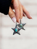 Howdy Cowboy Star Single Stone Earrings-Drop Earrings-Rae Collective, Women's Online Fashion Boutique Located in Phoenix, Arizona (Scottsdale Area)
