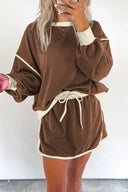 Chic Duo Contrast Pullover Skort Set | 4 Color Options-2 Piece Outfit Sets-Rae Collective, Women's Online Fashion Boutique Located in Phoenix, Arizona (Scottsdale Area)