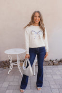 LUXE Sequin Bow Ribbed Sweater \ KKB EXCLUSIVE XS-3X-Sweater-Krush Kandy, Women's Online Fashion Boutique Located in Phoenix, Arizona (Scottsdale Area)