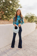 Ocean Bloom Mesh Long Sleeve Top-Tops-Krush Kandy, Women's Online Fashion Boutique Located in Phoenix, Arizona (Scottsdale Area)