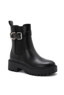 The Biker Black Buckle Lug-Sole Ankle Boot-Shoes-Krush Kandy, Women's Online Fashion Boutique Located in Phoenix, Arizona (Scottsdale Area)