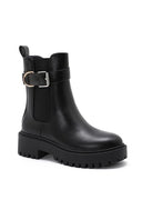 The Biker Black Buckle Lug-Sole Ankle Boot-Shoes-Krush Kandy, Women's Online Fashion Boutique Located in Phoenix, Arizona (Scottsdale Area)