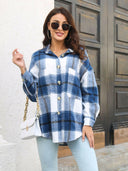 Plaid Button Up Collared Neck Long Sleeve Shirt-Long Sleeve Tops-Rae Collective, Women's Online Fashion Boutique Located in Phoenix, Arizona (Scottsdale Area)