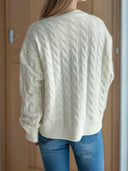 Cable-Knit Round Neck Long Sleeve Cardigan-Cardigans-Rae Collective, Women's Online Fashion Boutique Located in Phoenix, Arizona (Scottsdale Area)