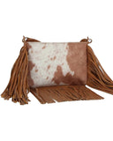 Dakota Fringe Cow Print Crossbody Bag
