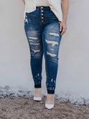 Brunch Culture Contrast Hem Distressed Jeans-Jeans-Krush Kandy, Women's Online Fashion Boutique Located in Phoenix, Arizona (Scottsdale Area)