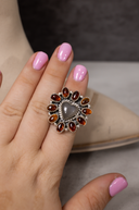 Amber & Heart Stone ring-Rings-Rae Collective, Women's Online Fashion Boutique Located in Phoenix, Arizona (Scottsdale Area)