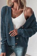 Openwork Button Up Long Sleeve Cardigan-Sweaters-Krush Kandy, Women's Online Fashion Boutique Located in Phoenix, Arizona (Scottsdale Area)