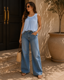 Scoop Neck Tank Top With Shirring Detail