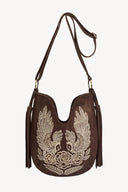 Owl & Rose Embroidered Hobo Bag – Metallic Brown