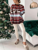 Geometric Round Neck Dropped Shoulder Sweater-Sweaters-Rae Collective, Women's Online Fashion Boutique Located in Phoenix, Arizona (Scottsdale Area)