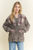 Mineral Wash Cardigan with Plaids-Cardigan-Krush Kandy, Women's Online Fashion Boutique Located in Phoenix, Arizona (Scottsdale Area)