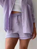 Kinsley Texture Button-Up Shirt and Drawstring Shorts Set-Rae Collective, Women's Online Fashion Boutique Located in Phoenix, Arizona (Scottsdale Area)