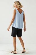 Contrast Twisted Strap High Low Bubble Top