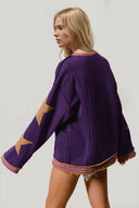 Star Patched Long Sleeve Sweatshirt-Sweatshirts-Rae Collective, Women's Online Fashion Boutique Located in Phoenix, Arizona (Scottsdale Area)