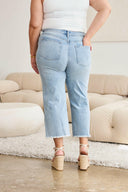 RfM Full Size Tummy Control High Waist Raw Hem Distressed Jeans-Rae Collective, Women's Online Fashion Boutique Located in Phoenix, Arizona (Scottsdale Area)