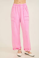 Mineral Washed Raw Hems Pants