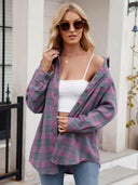 Mandy Pocketed Plaid Collared Neck Long Sleeve Shirt-Rae Collective, Women's Online Fashion Boutique Located in Phoenix, Arizona (Scottsdale Area)