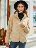 Fuzzy Checkered Zip Up Jacket-Rae Collective, Women's Online Fashion Boutique Located in Phoenix, Arizona (Scottsdale Area)