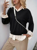 Perfee Faux Layered Contrast Long Sleeve Sweatshirt-Rae Collective, Women's Online Fashion Boutique Located in Phoenix, Arizona (Scottsdale Area)