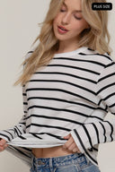 Long Sleeve Round Neck Stripe Tee-Long Sleeve Tops-Krush Kandy, Women's Online Fashion Boutique Located in Phoenix, Arizona (Scottsdale Area)