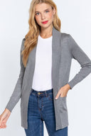 Long Sleeve Rib Banded Open Sweater Cardigan-Cardigans-Krush Kandy, Women's Online Fashion Boutique Located in Phoenix, Arizona (Scottsdale Area)