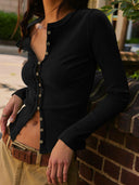 Ribbed Round Neck Long Sleeve Top-Rae Collective, Women's Online Fashion Boutique Located in Phoenix, Arizona (Scottsdale Area)