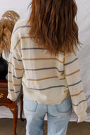Cream Striped Button Cardigan-Sweaters-Krush Kandy, Women's Online Fashion Boutique Located in Phoenix, Arizona (Scottsdale Area)