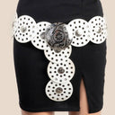 Vegan Leather Grommet Disc Chain Belt