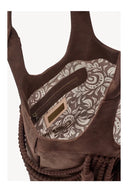 Daisy Metallic Leather Tote Bag – Brown