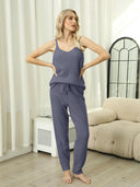 Fuzzy V-Neck Cami and Pants Lounge Set-Pants-Rae Collective, Women's Online Fashion Boutique Located in Phoenix, Arizona (Scottsdale Area)