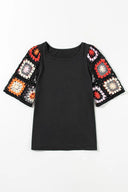 Crochet Sleeve Colorblock Top-Tops-Krush Kandy, Women's Online Fashion Boutique Located in Phoenix, Arizona (Scottsdale Area)