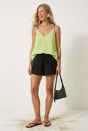 Contrast Twisted Strap High Low Bubble Top