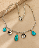 Desert Bloom Turquoise & Silver Charm Necklace