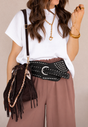 Wide Studded Western Buckle Belt | 3 Colors